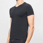 Men's - Cotton & Beeswax / V-neck shirt-Black (T2243M)
