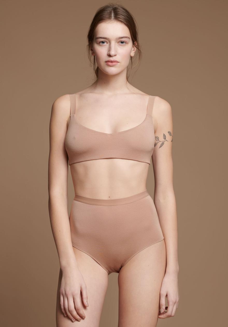 Ladies - Soy & Modal / High waist shorts-Nude (JaiBRF2)