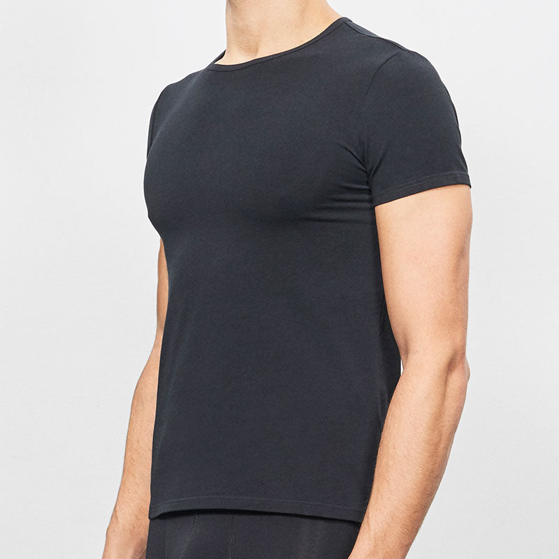 Men's - Cotton & Beeswax / crew-neck shirt-Black (T2244M)