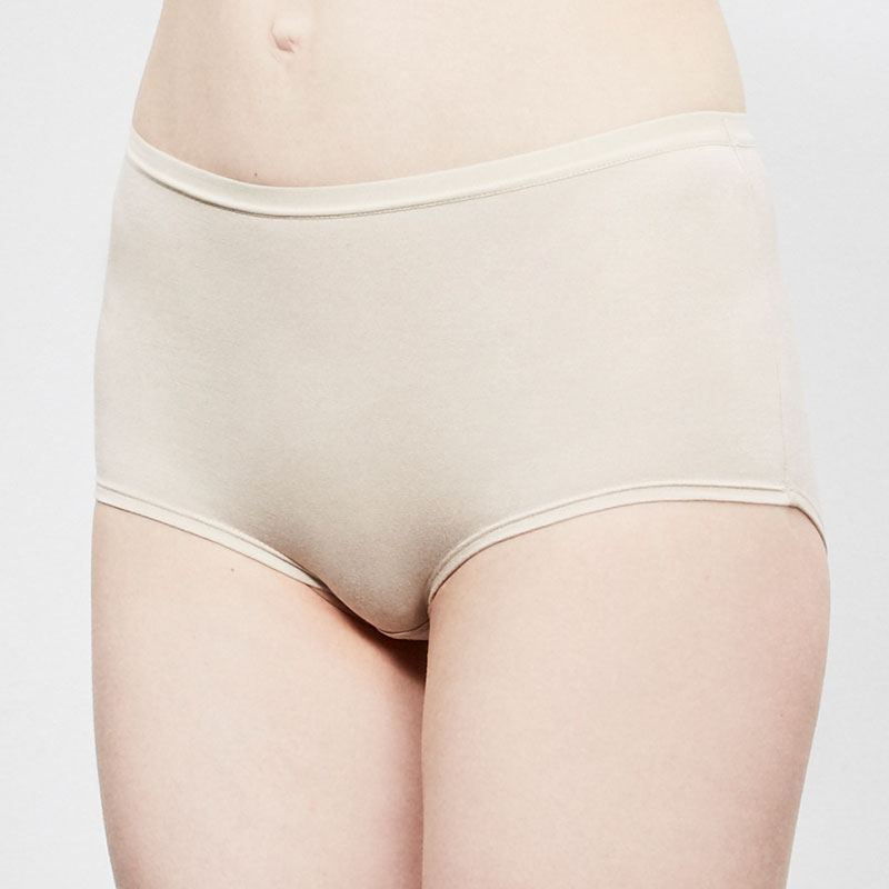 Ladies - Modal & Silver ions / high waist shorts-Beige (T6864W)