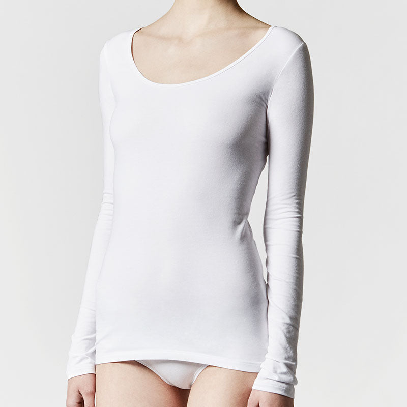 Ladies - Cotton & Beeswax / long sleeve top-White (T6866W)